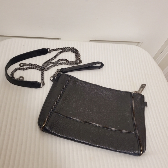 Botkier Black Pebble Grain Leather Clutch/Crossbody, Versatile - Picture 6 of 7